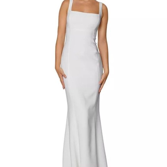 LAUNDRY Sleeveless Square Neck Mermaid Gown Ivory 12 Wedding Gown Dress - Picture 1 of 4